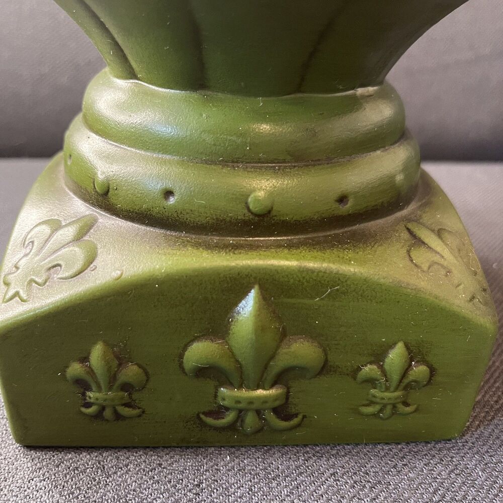 Vintage Green Pillar Candle Holder Boho Parma Embossed Chunky 70s Decor Xmas - Picture 2 of 10